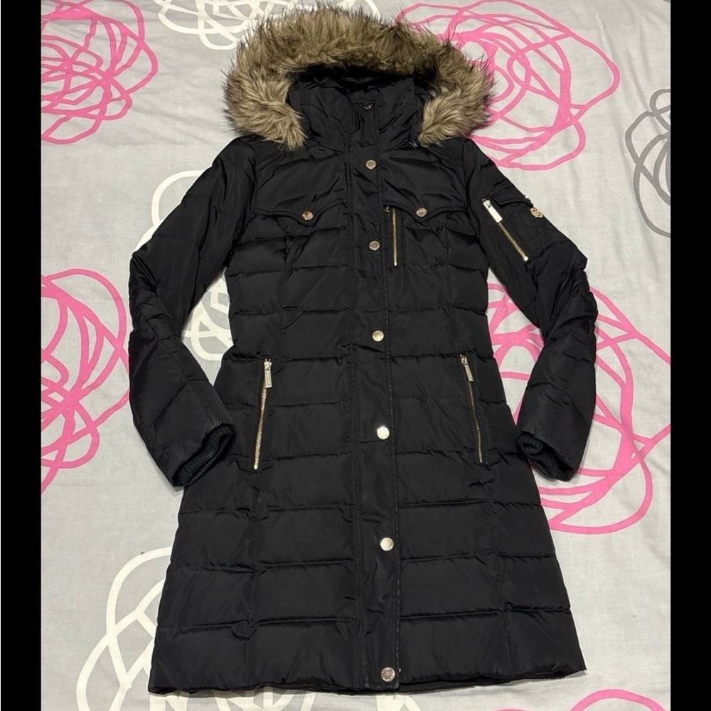 Michael Kors Black Coat With Fur Hood
